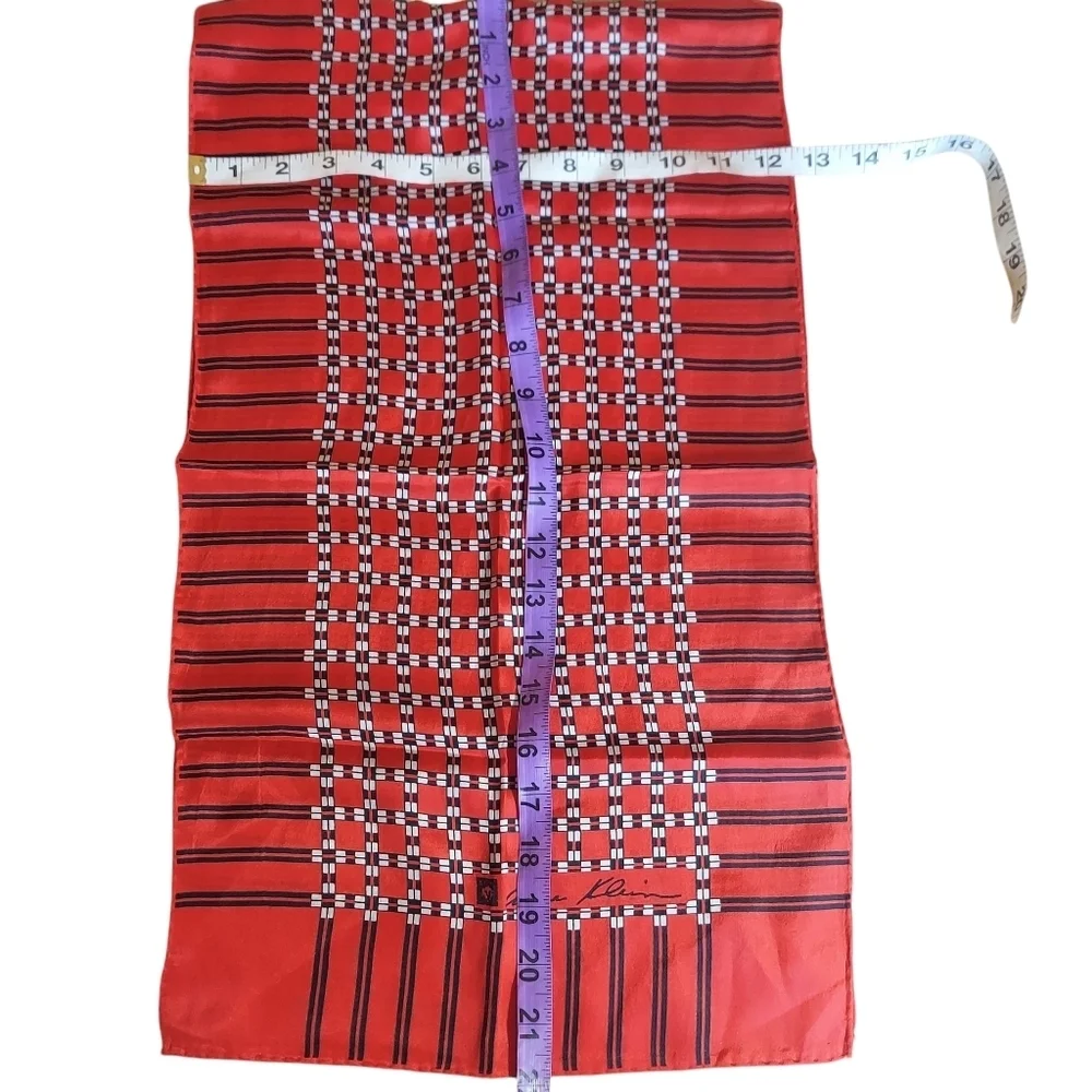 Anne Klein Red Black White Abstract Print 100% Silk